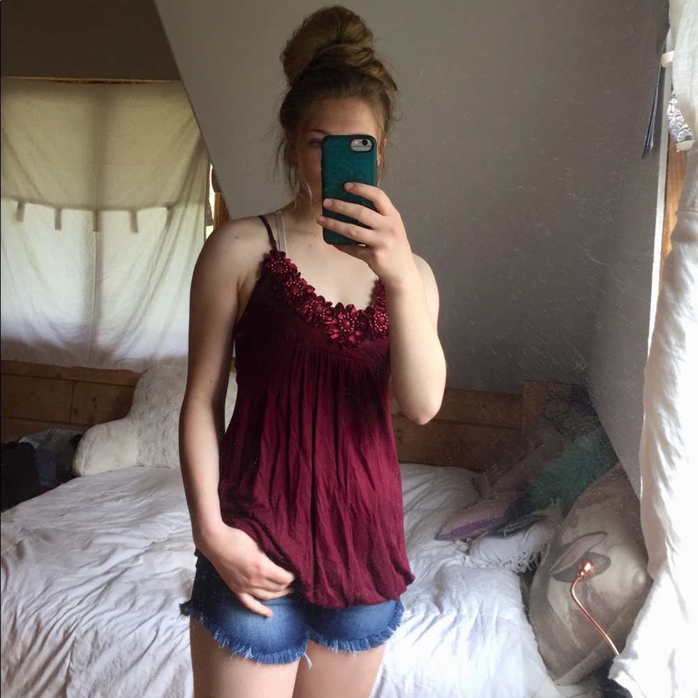 Forever 21 Womens Small Fancy Red Top